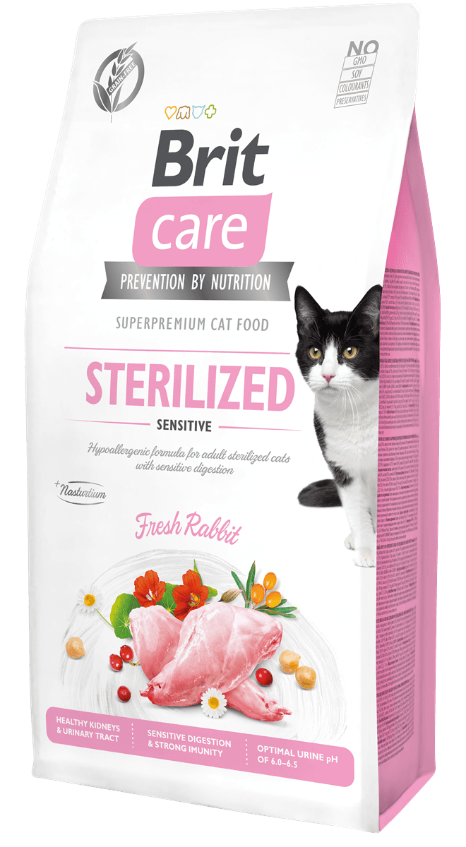 Brit Care Kısırlaştırılmış Hassas Kediler İçin, Tahılsız, Hipoalerjenik Taze Tavşan Etli Kuru Mama 7 kg