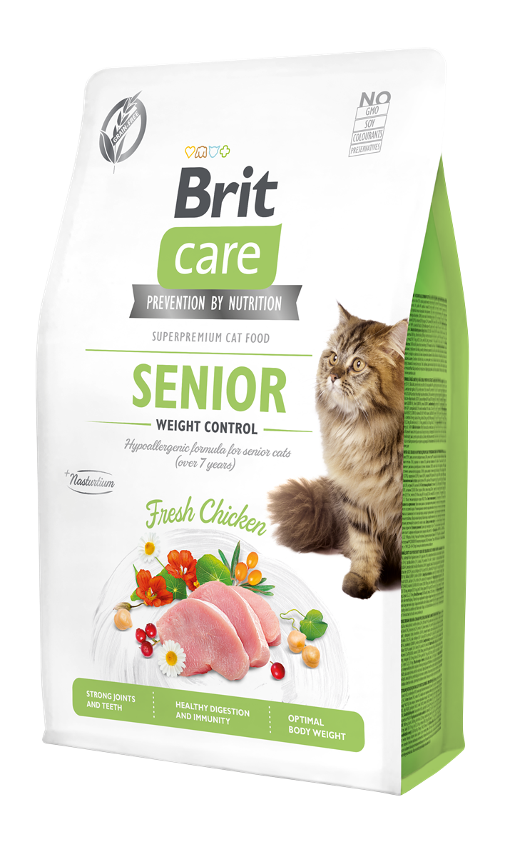 Brit Care Kilo Kontrolü Yaşlı Kediler için Tahılsız Hipoalerjenik Taze Tavuk Etli Kuru Mama 2 kg